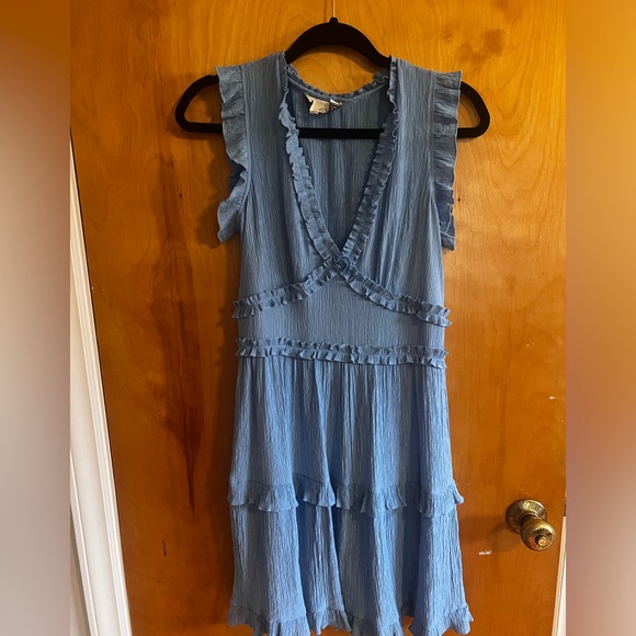 Blue Ruffle Mini Dress - Picture 4 of 6